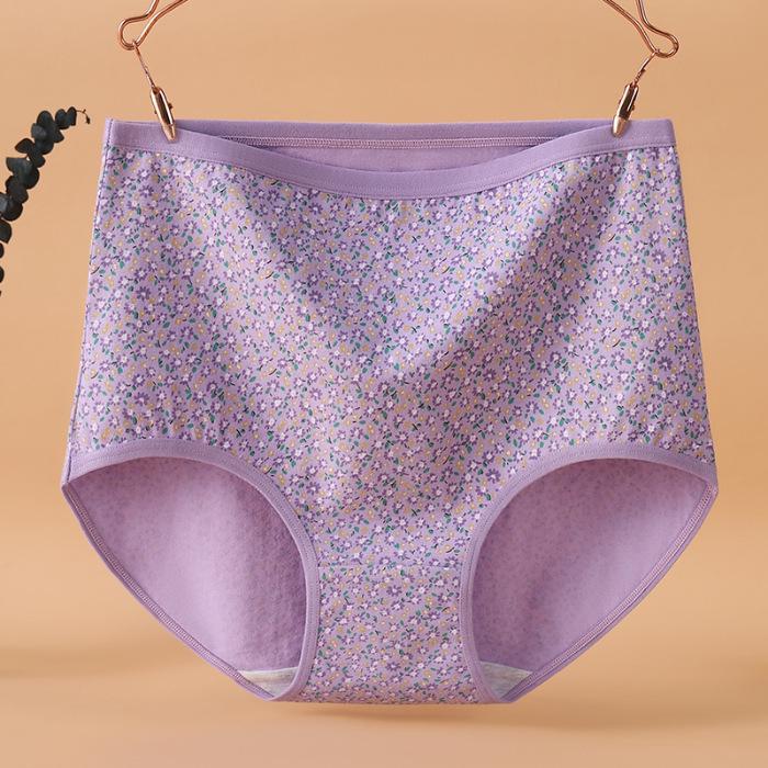Нижнее белье больших размеров из зеленого хлопка с цветочным принтом – трусы в стиле тети