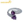 SACEGEMS Сертифицированное серебро 925 пробы Кольца с натуральным гранатом 6 мм для женщин Помолвка Коктейльная вечеринка Изысканные ювелирные изделия Подарок