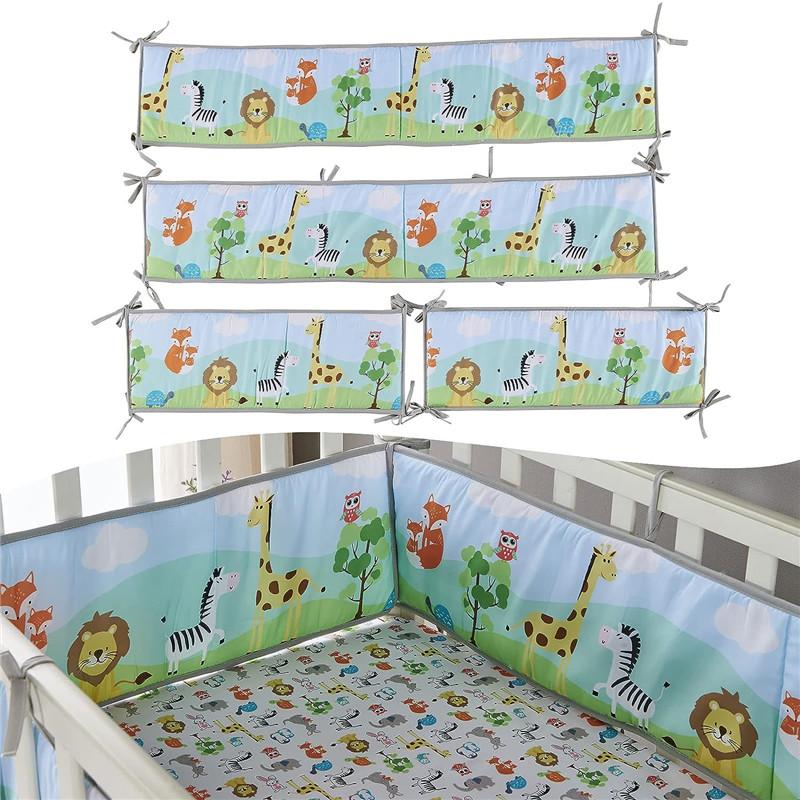 4 шт. дышащие хлопковые бортики для детской кроватки, мягкая подкладка, мягкая защита для кроватки, накладки на бампер для мальчиков и девочек