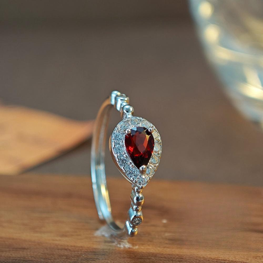 Кольцо с цитрином в форме груши из серебра 925 пробы в стиле «дворец», уникальные кольца для девушек из стерлингового серебра 925 пробы с цирконием в форме капли воды