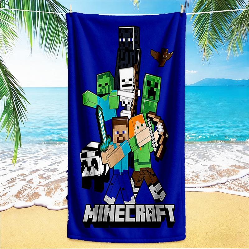1pc Minecraft Pixel Characters Adventure beach towel,quick drying absorbent beach towel Y73049