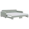VidaXL Daybed and Trundle Bed and Mattress Light Grey 100x200 Cm Velvet 3196960
