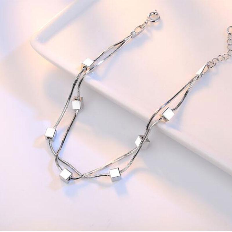 ANENJERY Браслет с двойной цепочкой и квадратной коробкой, браслет со звездой, браслет для женщин, пульсира