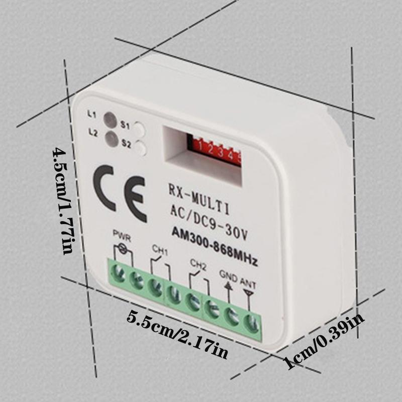 Rx-Multi приемник контроллер коммутатора переменного/постоянного тока 9 В-30 В 2 канала 300 МГц до 868 МГц приемник дистанционного управления гаражными воротами/дверями