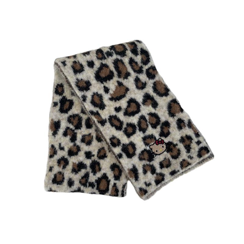 Милый корейский плюшевый шарф с леопардовым принтом для детей - Теплый осенне-зимний шарф-воротник
