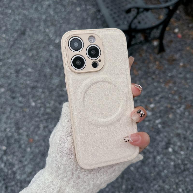 Leather Wireless Charging Magnetic For Magsafe Case For iPhone 16 15 14 13 12 Pro Max Plus Camera Proteciton Cover