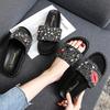 Fashion Designer Diamond Lipsticks Flats Sandals Women Crystal Shoes Ladies Open Toe Slippers Rivet Beach Slides Slip On Pantuflas Mujer