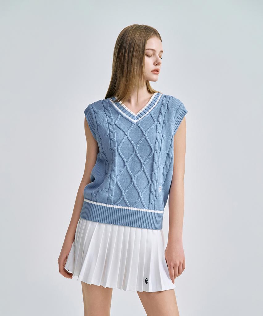 SERGIO TACCHINI W V-Neck Cable Knit Vest