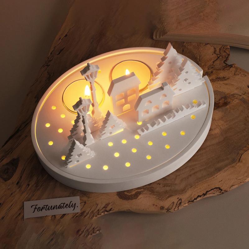 Силиконовая форма "Полый дом" для свечи-таблетки DIY Уличный фонарь Украшения для елки Заливка гипсом, смолой Декор для дома