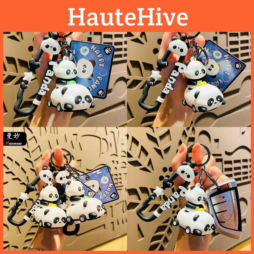 Cute Silicone Panda Baby Bumper Car Key Ring Fashionable Car Key Holder Ideal Gift