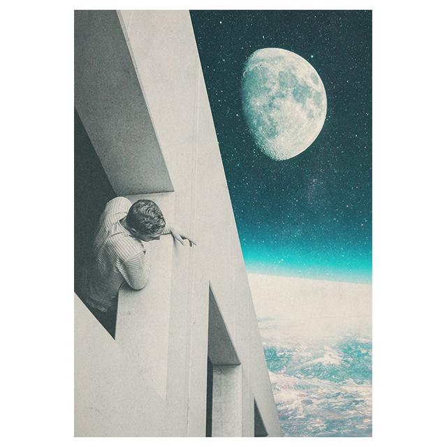 Научная фантастика Космический коллаж Романтические городские принты Постер Холст Картина Современное настенное искусство Картина Гостиная Спальня Домашний декор