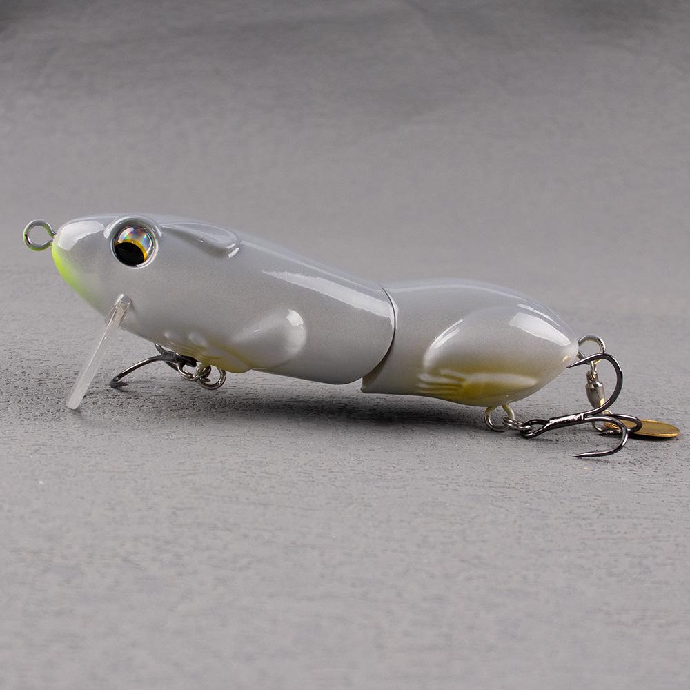 10cm 33g Floating Jointed Mouse Fishing Lure with Spinning Blade, Realistic Topwater Hard Bait Treble Hooks for Bass Freshwater Fishing