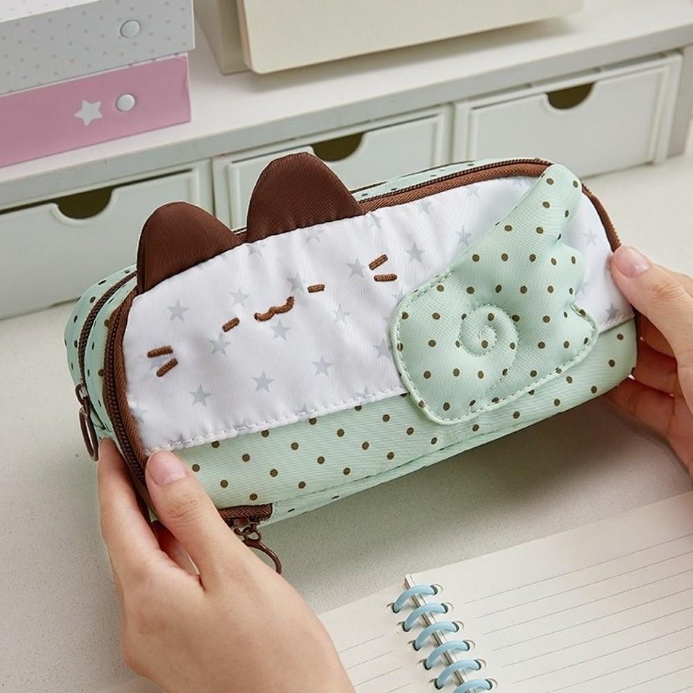 Pencil Pouch Korean Style Cat Pen Bag Y2K Star Canvas Stationery Bag School Supplies