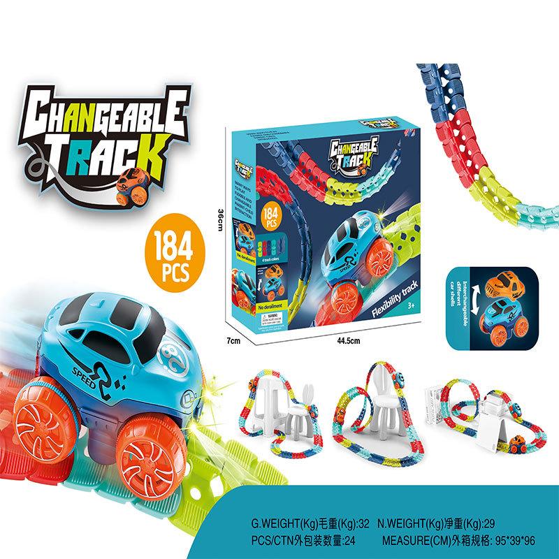 Electric Racing Car Track Toys with Flexible DIY Racing Assembly Track with Light Anti-gravity Track Bendable Vehicle Gifts