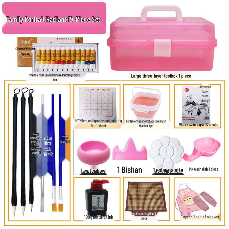 Полный набор для китайской живописи для начинающих: 12, 18 или 24 ярких цвета туши для акварели для семейных портретов и не только.