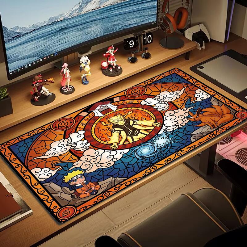 Anime N-NARUTO Color Mouse Pad Large Gaming Table Cushion Non-slip Laptop Tablet Big Mousepad XXL Mat Mini PC Playmat With Lock edge