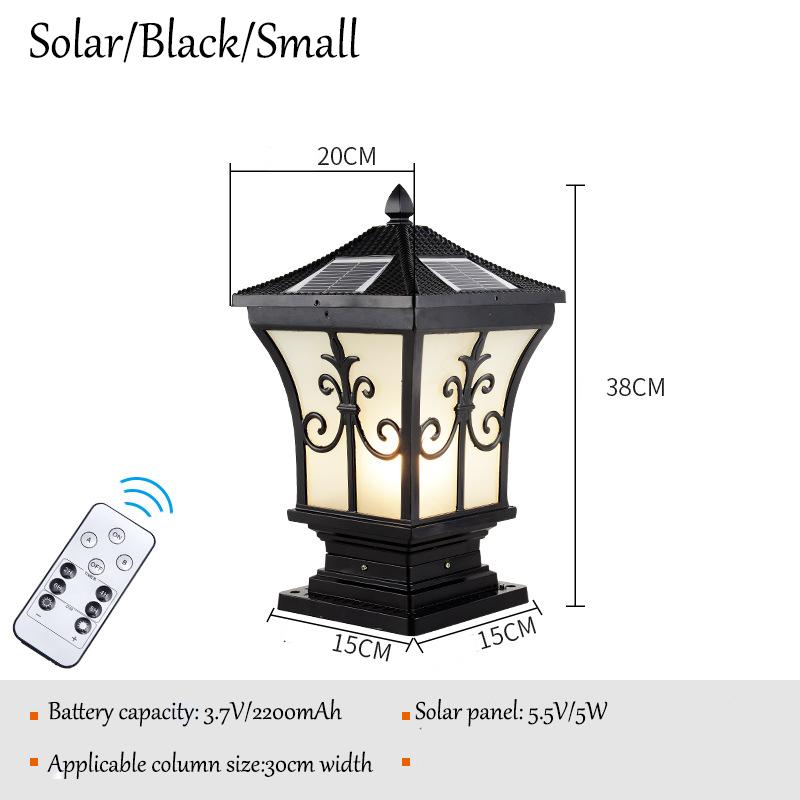 Outdoor Solar Pillar Light for Garden Courtyard Pathway Waterproof 3 Color Changing Light Sensing Energy-saving Patio Lighting