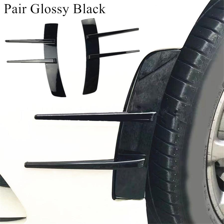 Pair Décor Car Side Fender Wing Shark Fin Badge Bonnet Car Sticker Glossy Black