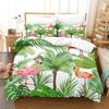 Пододеяльник Фламинго Кинг/Квин Сайз Зеленый Декор Тропические Листья Постельный Комплект Пальма Цветок Мягкий 2/3 шт Полиэстер Чехол для Одеяла