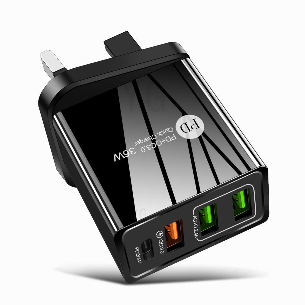 Быстрое зарядное устройство USB с двумя портами PD 20 Вт + QC 3.0, 2,4 А
