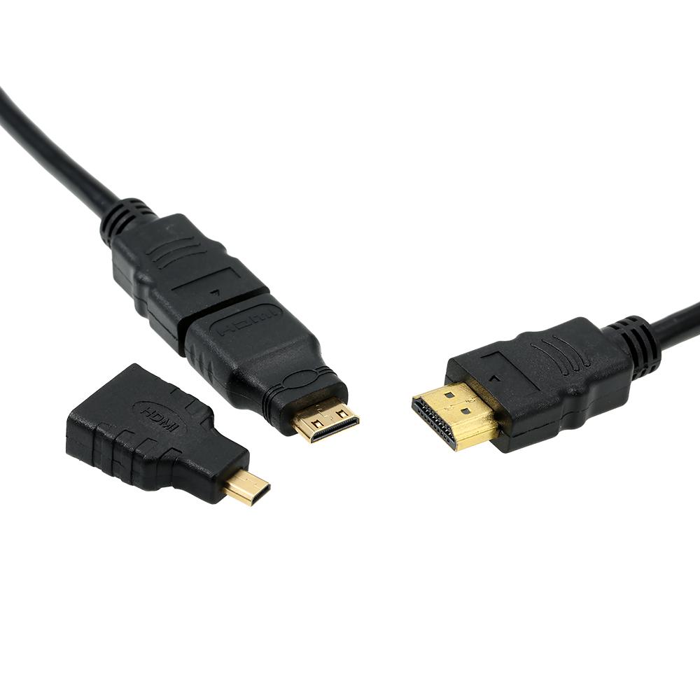 Кабель HD 3 в 1, провод HD «папа-папа» + адаптер Micro HD + адаптер Mini HD 1,5 м