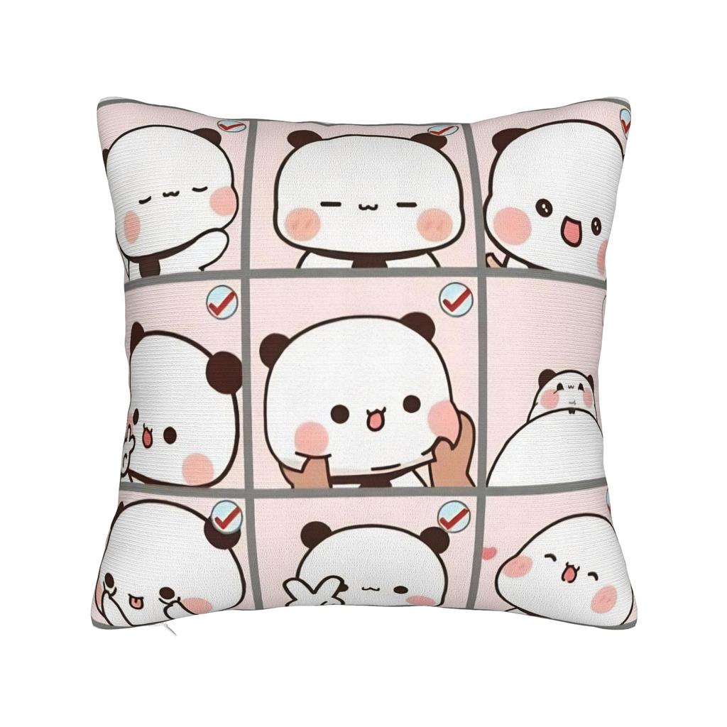 I Love You Bear and Panda Bubu Dudu Bear Pillowcase Soft Fabric Cushion Cover Gift  Pillow Case Cover Home Zipper Xcm