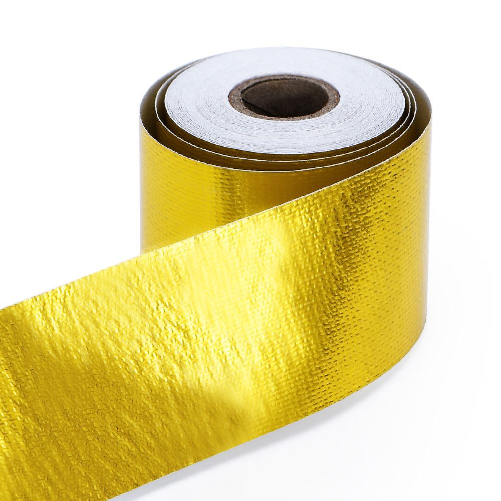 A Gold 2'' Thermal Exhaust Tape Air Intake Heat Insulation Shield Wrap Reflective Heat Barrier Self Adhesive Engine 2 Inch 5/10M