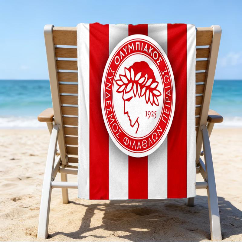 Olympiacos Fc: Red And Black Pride Microfiber Beach Towel, Lightweight And Quick-Dry, for Summer Travel, Beach Essential, Swimming Pool Outdoor