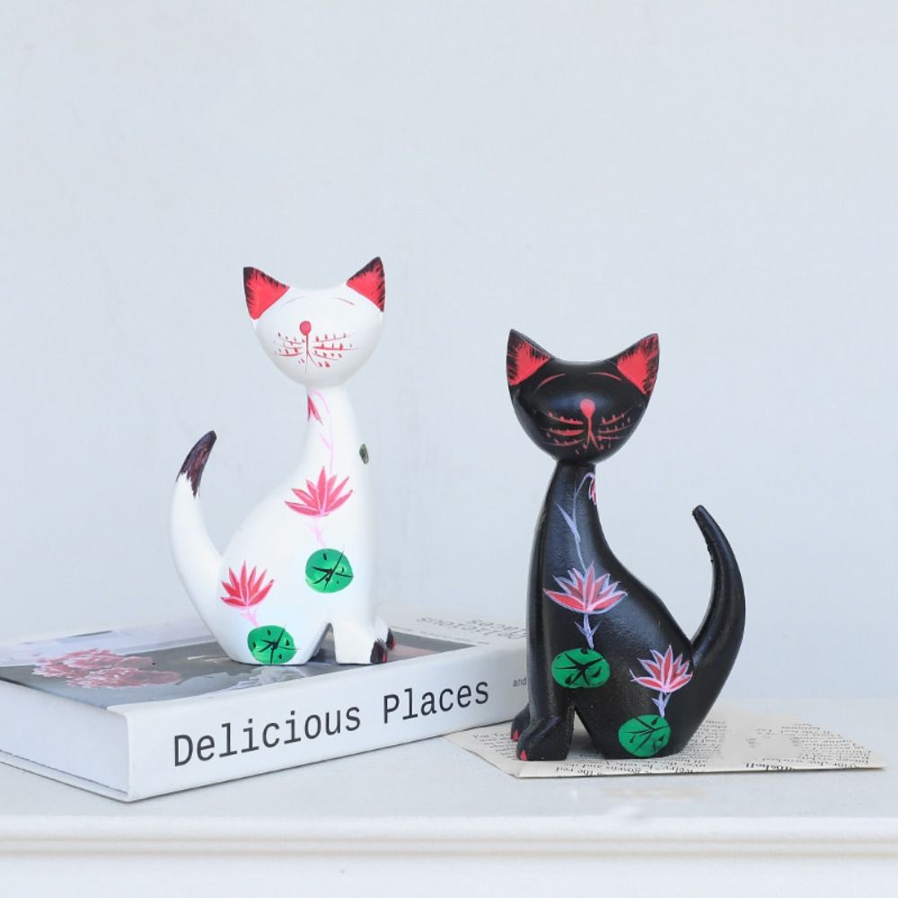 2pcs Modern Animal Sculpture Minimalist Miniatures Figurine Desktop Ornament Cat Statue TV Cabinet