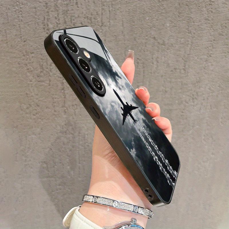 Модный стеклянный чехол для телефона с узором самолета, подходит для Samsung Galaxy S26 S25 S24 S23 S22 S20 FE Ultra Plus, противоударная задняя крышка