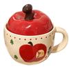 Керамическая кружка Apple с крышкой и ложкой - Милая офисная кружка для завтрака, идеальный подарок на день рождения для женщин
