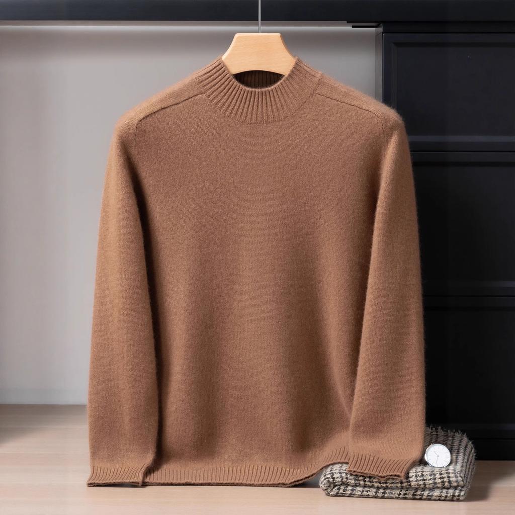 Мужская кашемировая рубашка из чистого кашемира, утолщенная, с полувысоким воротником, рукавом реглан, кашемировый вязаный свитер, мужская