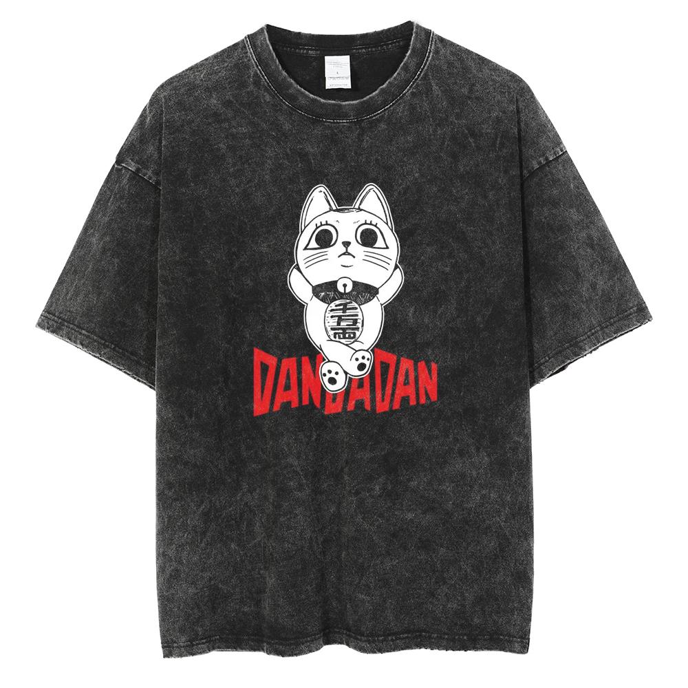 Hot Anime Dandadan Ayase Momo Print Washed Tshirt Men Women High Quality Tshirts Washed Cotton T Shirt Harajuku Male Tops Tee