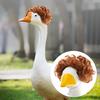 2 Pcs Porch Goose Outfit Braid Wig Easter Outdoor Goose Statue Fake Hair Garden Goose Costume Accessory for Patio Yard Lawn Decor