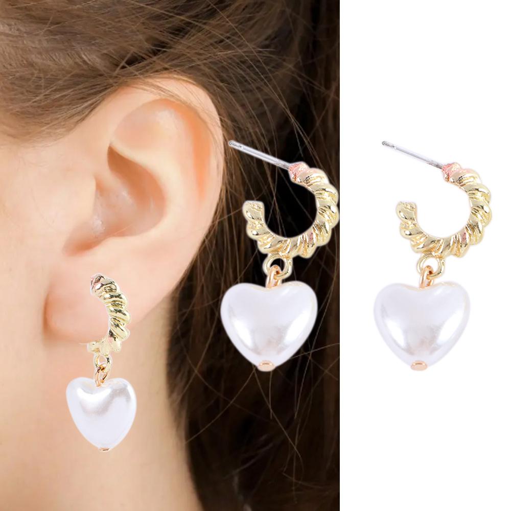 Темперамент Новые ретро девушки геометрические жемчужные серьги скрученные круглые сращивающиеся пеньковые серьги-кольца