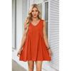 Fashion V-neck Sleeveless Summer Dress Women Loose Pleated Casual Party Short Dress Office Lady Solid Vintage Elegant Sexy Dresses 1043