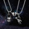 Fashion Creative Magnetic Silver Color Friendship Jewelry Star Couple Necklaces Spaceman Pendant