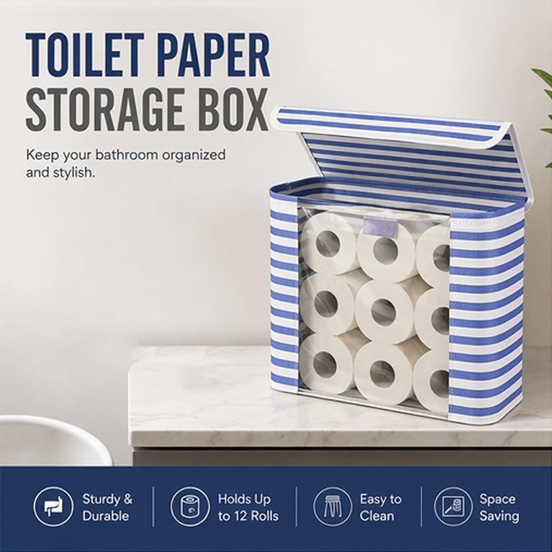 Foldable Toilet Paper Holder With Lid Large Capacity Space-Saving Bathroom Organizer Clear Window Toilet Paper Storage Box