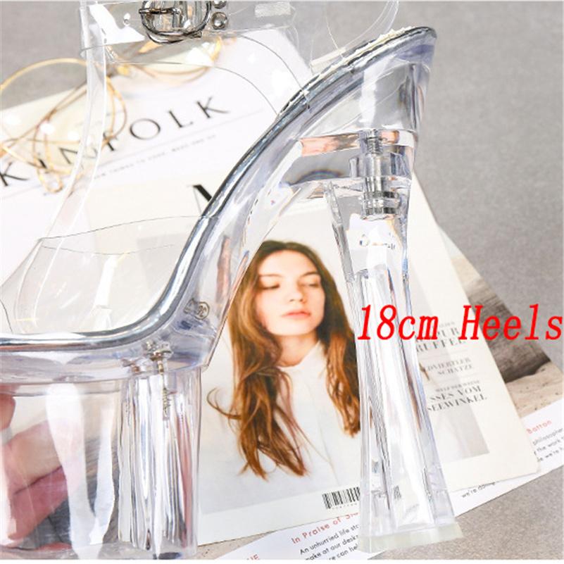 Женские летние босоножки на каблуке 18 см, на платформе 8 см, женские прозрачные босоножки с ремешками на блочном каблуке, прозрачные туфли Pleaser