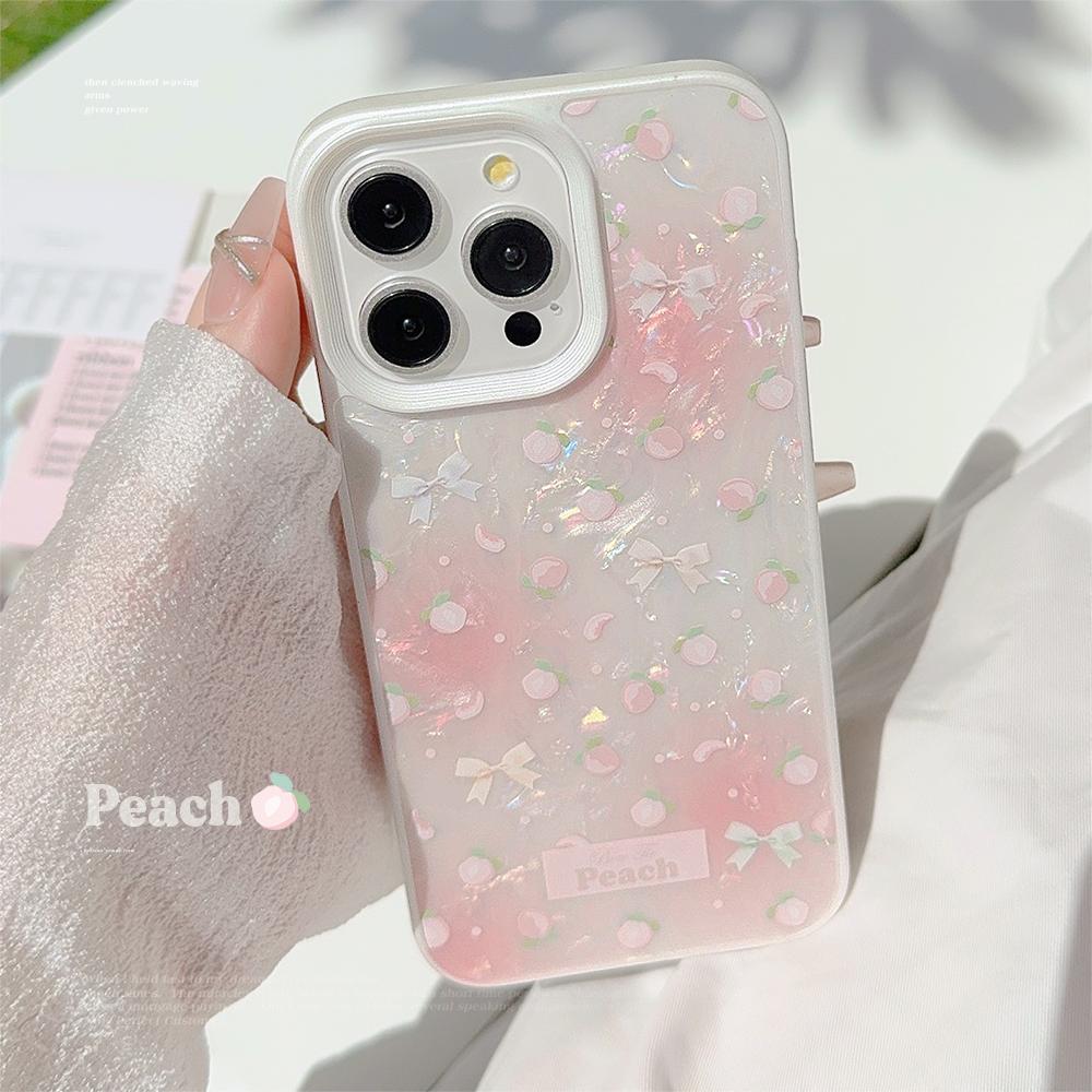 Роскошный чехол для телефона с жемчужно-белым узором для iPhone 15 14 13 12 11 Pro Max Plus, чехол-бампер с персиково-розовым узлом