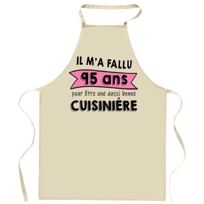 Tablier de cuisine - Tablier anniversaire 95 ans - Impression bretonne - Coton résistant - Fabrication France