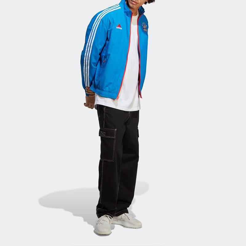 Adidas Striped Logo Print Reversible Jacket Men Outerwear Bright-Royal-Blue HT8834