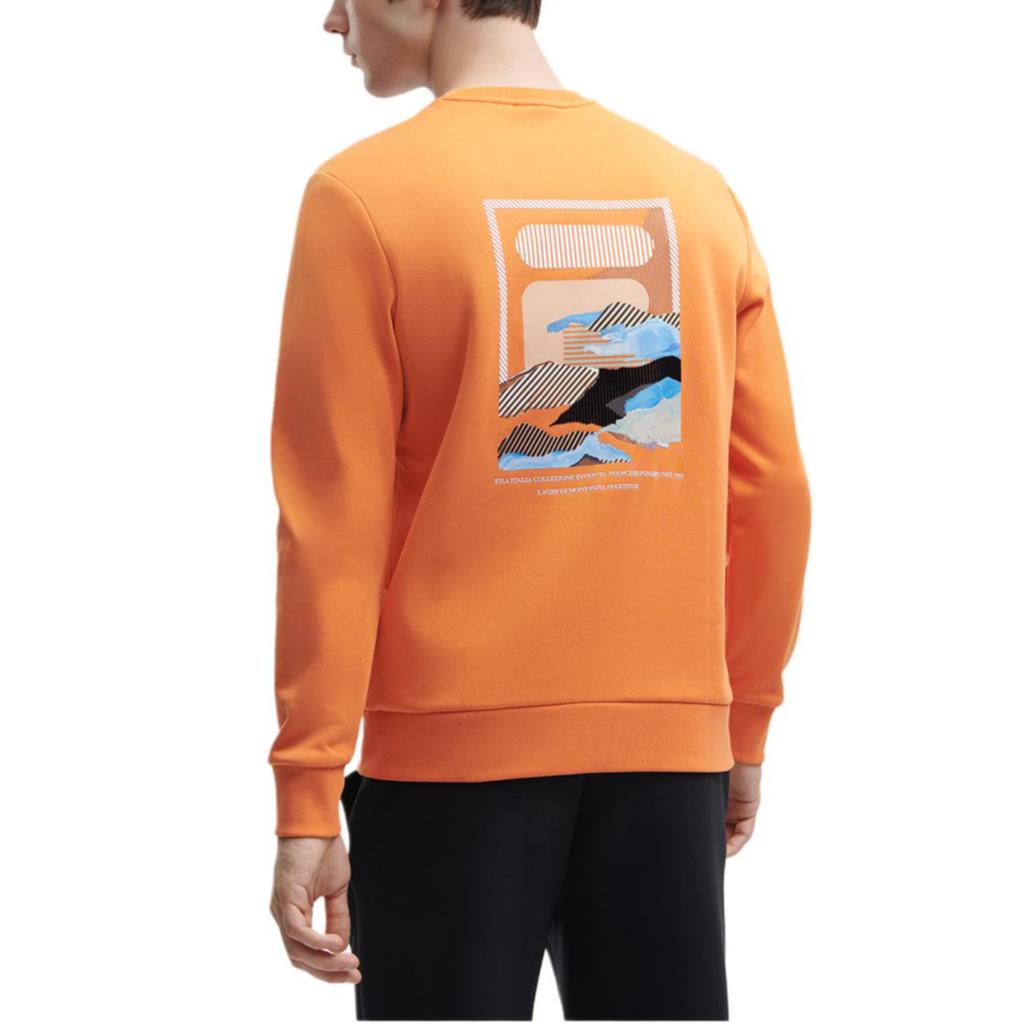 Fila Официальный 2023 Зимний Новый Вязаный Пуловер Мода Простая Базовая Повседневная Толстовка Мужская толстовка Jam-Orange F11M348208F-OR