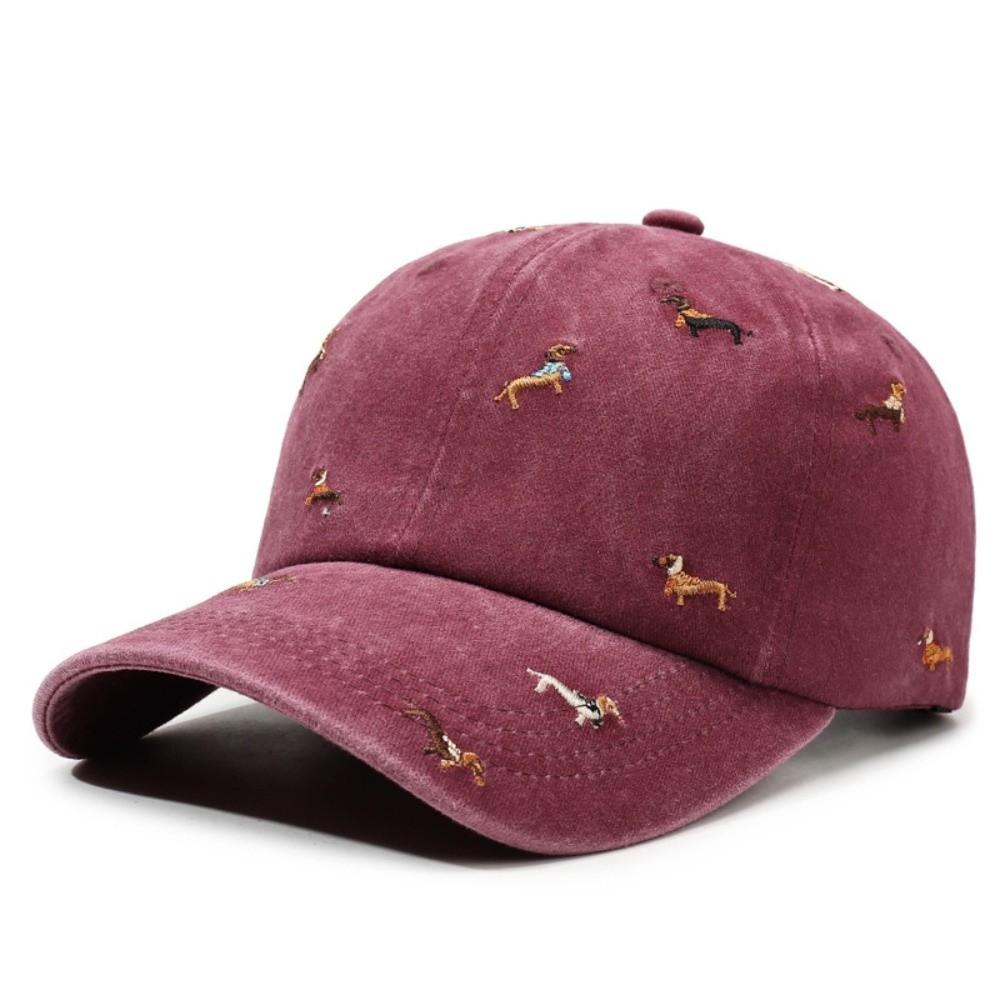 Casual Embroidery Puppy Baseball Cap Uv Protection Versatile Sun Hat Breathable Peaked Cap For Men Women