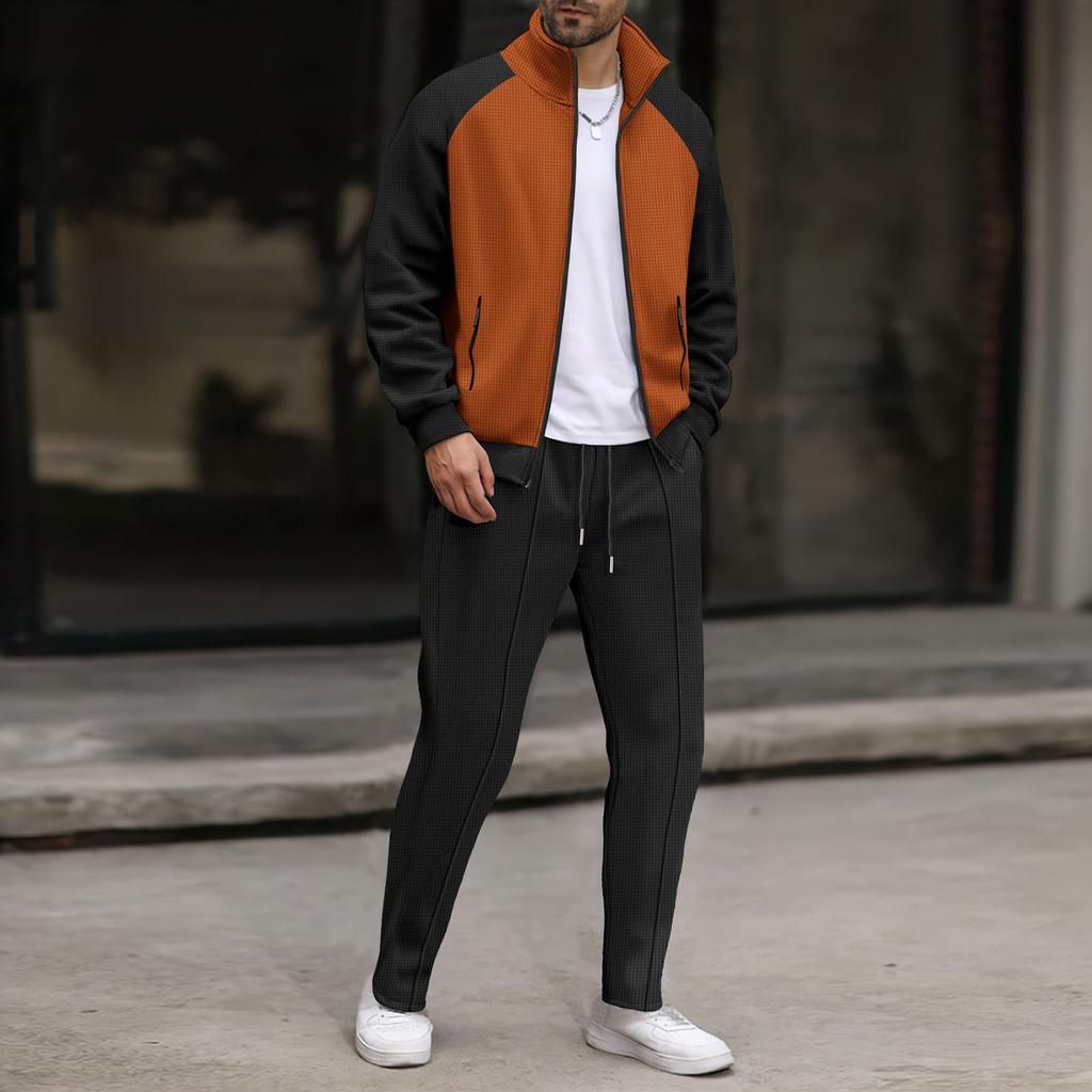 Мужской  Waverg  Карман на молнии  Отложной воротник  Самосовершенствование  Кардиган  Куртка  Комплект