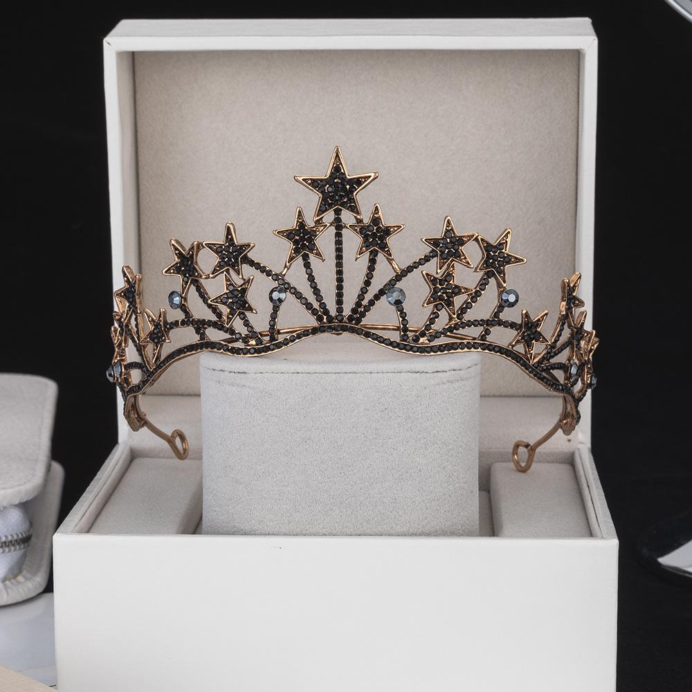 Свадебная корона в стиле барокко, новая ретро черная тиара, свадебное платье, свадебные аксессуары для волос, корона королевы на день рождения для взрослых