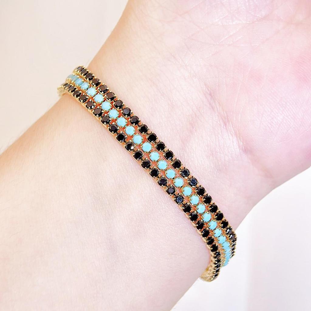 CMM Dubai с золотой инкрустацией, уникальный круглый матовый черный, синий CZ циркон, женский шикарный теннисный браслет-цепочка для женщин