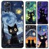 Чехол для Xiaomi Redmi Note 10 11S 9S 9T 8T 11 Pro 13 Pro 10S 12S 12 9 8 7 11 12 Pro Звездное Небо Кот Матовый Матовый Чехол Силиконовый