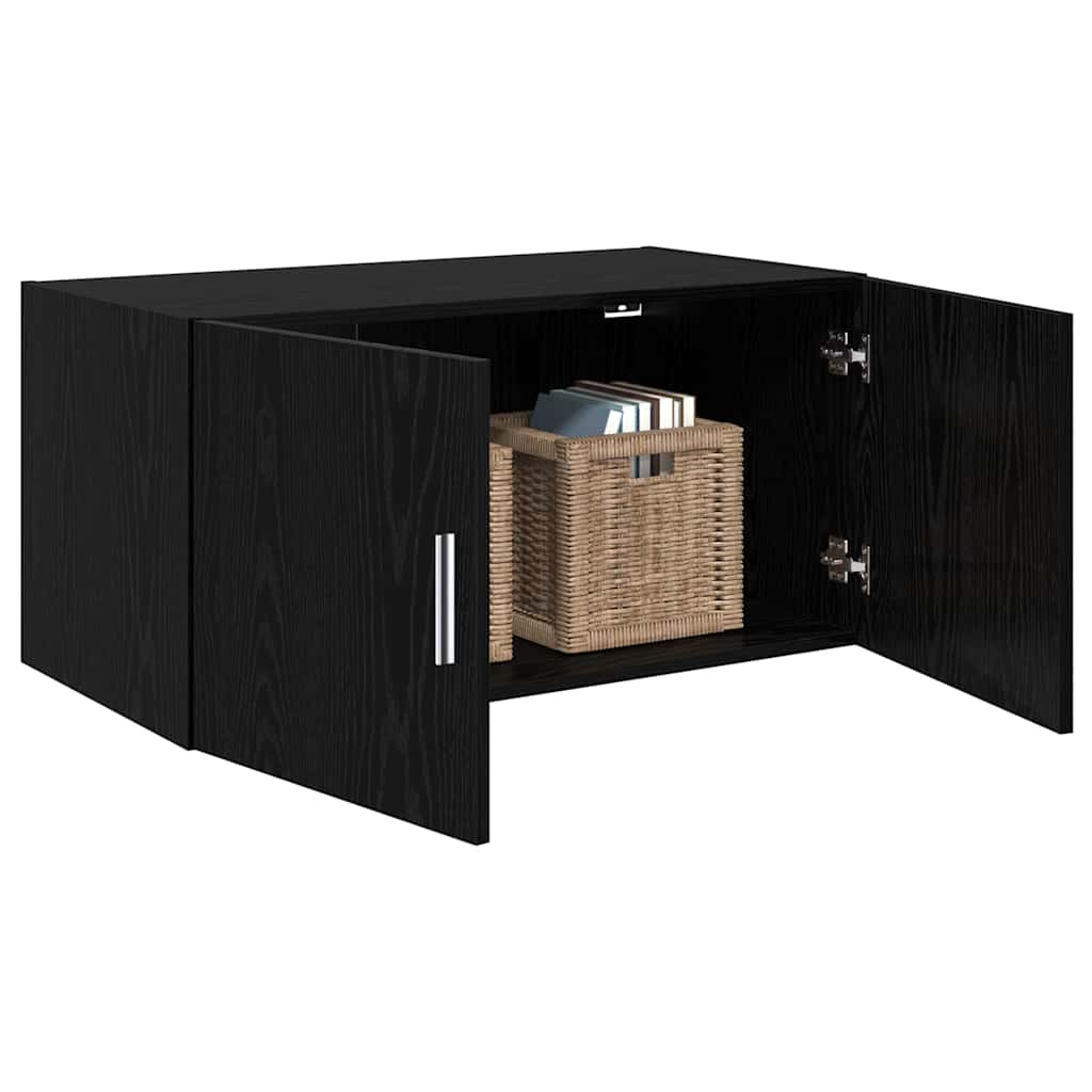 Wall Mounted Cabinet Black Oak Effect 80 x 42.5 x 40 cm