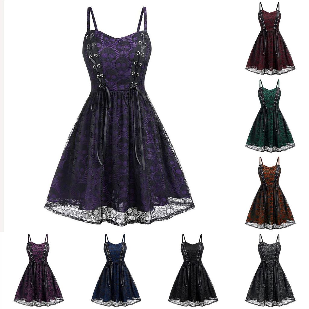 Женское кружевное сетчатое платье-сарафан без рукавов на Хэллоуин